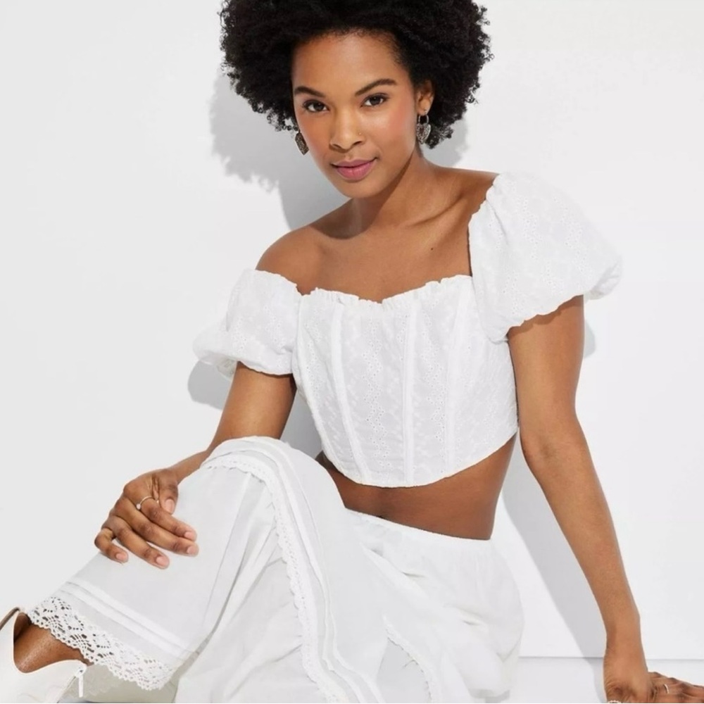 Wild Fable puff sleeve corset top and skirt set